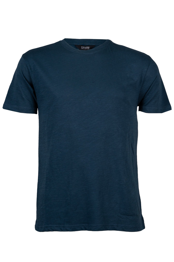 T-shirt girocollo tinta unita in cotone slub con logo stampahd ton sur ton