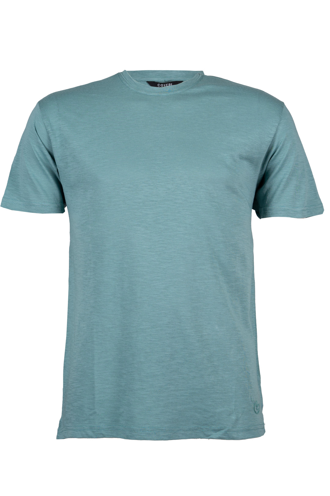 T-shirt girocollo tinta unita in cotone slub con logo stampahd ton sur ton