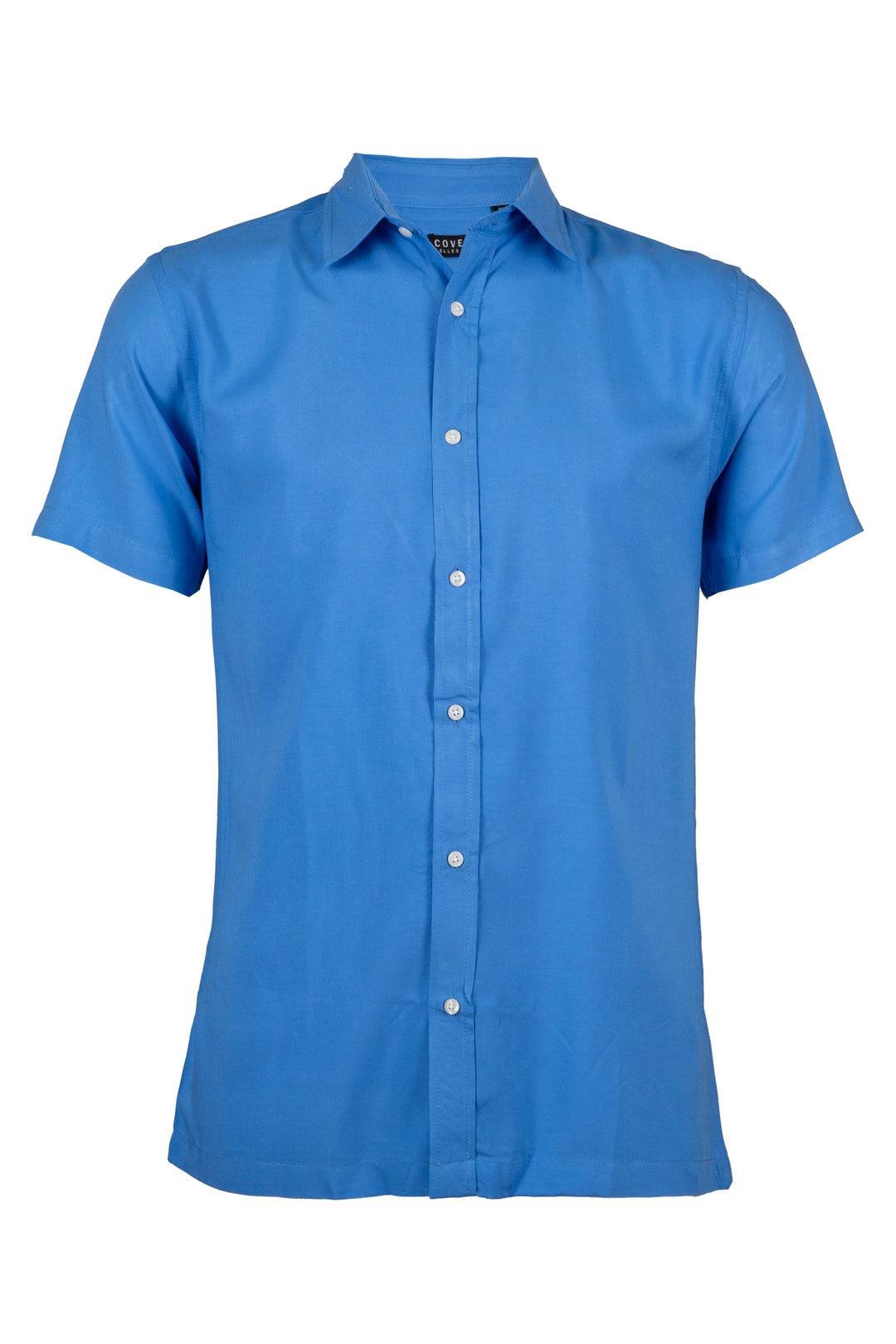 Camicia manica corta in viscosa tinta unita con collo classico