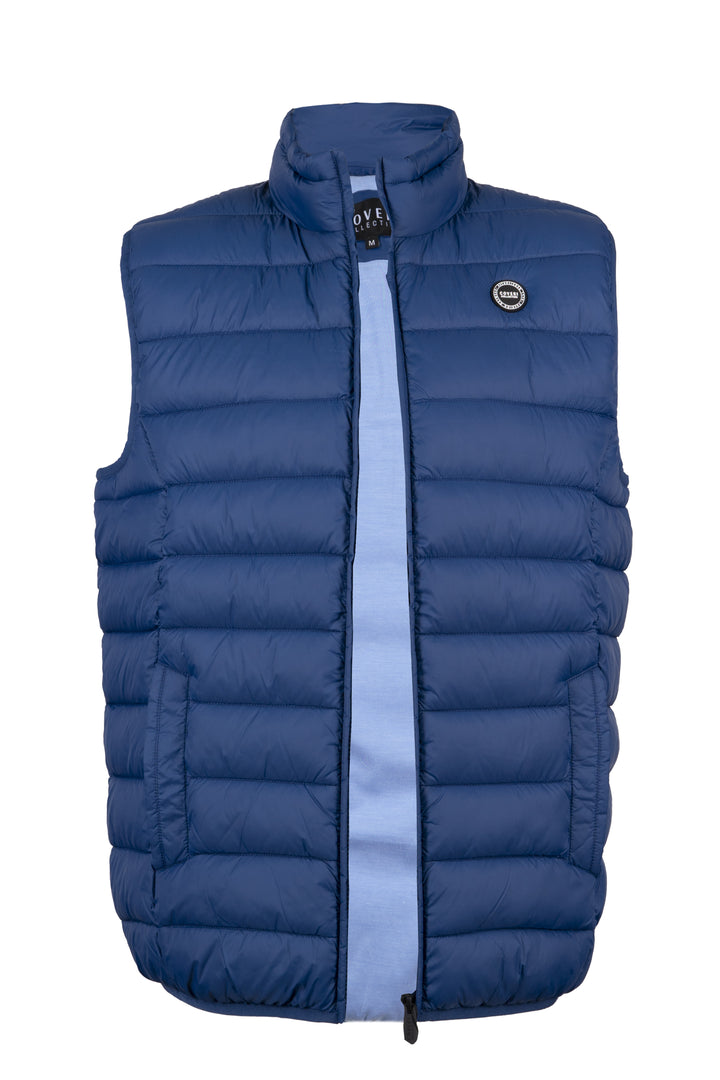 Gilet 100gr smanicato con interno in cotone Oxford celeste