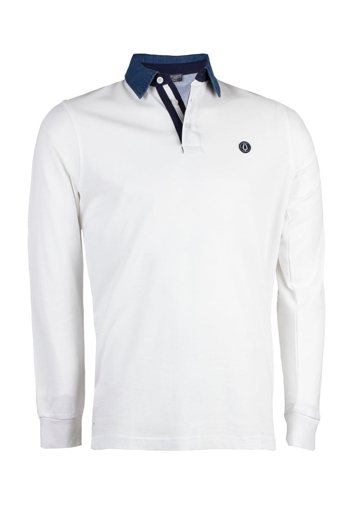 Polo in cotone piquet con collo a contrasto