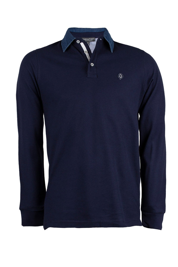 Polo in cotone piquet con collo a contrasto