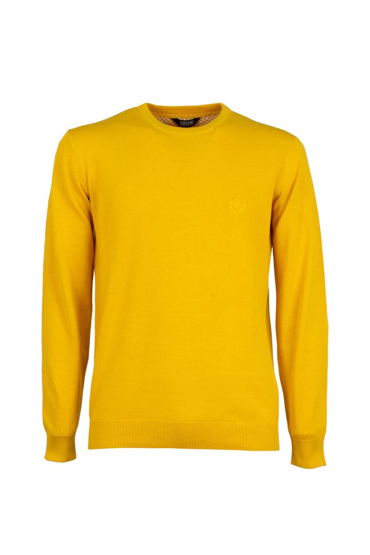 Pullover girocollo in puro cotone con ricamo ton sur ton
