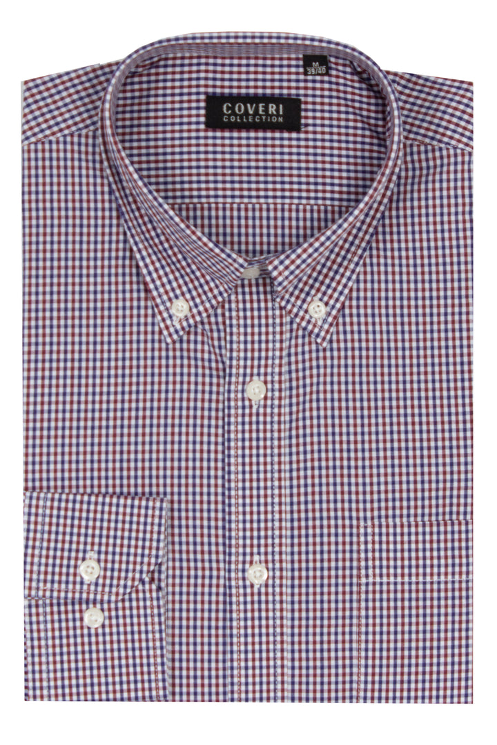 Camicia classica button down manica lunga a quadretti o righe