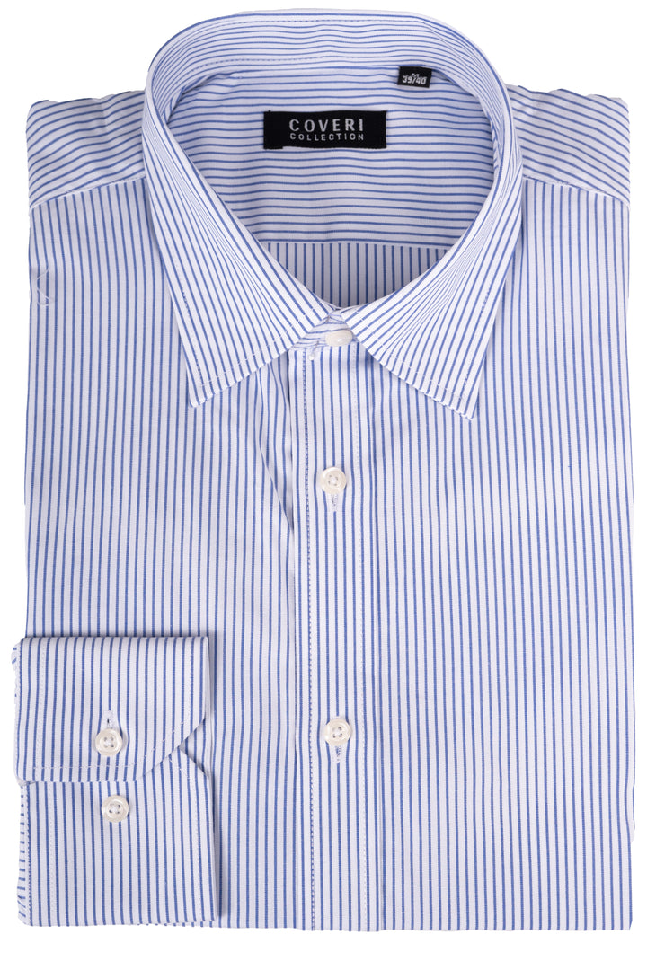Camicia classica collo italiano in puro cotone fantasia a righe