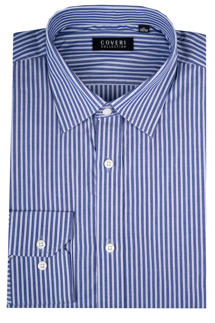 Camicia classica collo italiano in puro cotone fantasia a righe