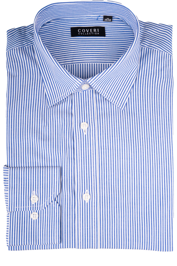 Camicia classica collo italiano in puro cotone fantasia a righe
