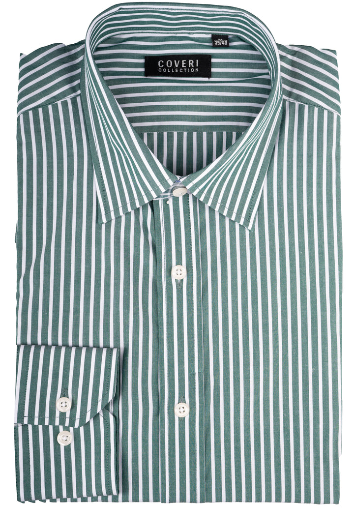 Camicia classica collo italiano in puro cotone fantasia a righe