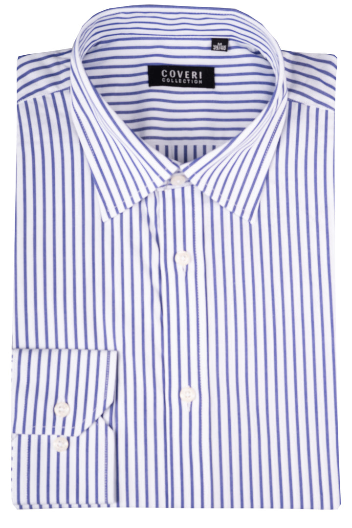 Camicia classica collo italiano in puro cotone fantasia a righe