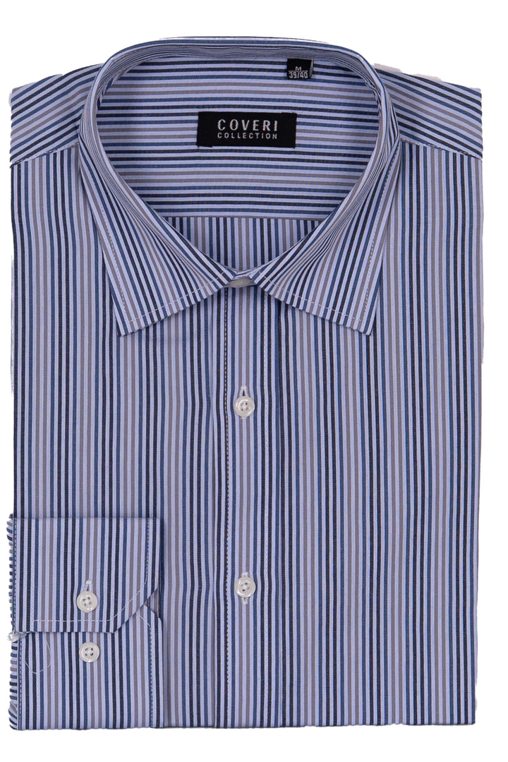 Camicia uomo manica lunga in puro cotone a righe con vestibilità regular e collo collo classico