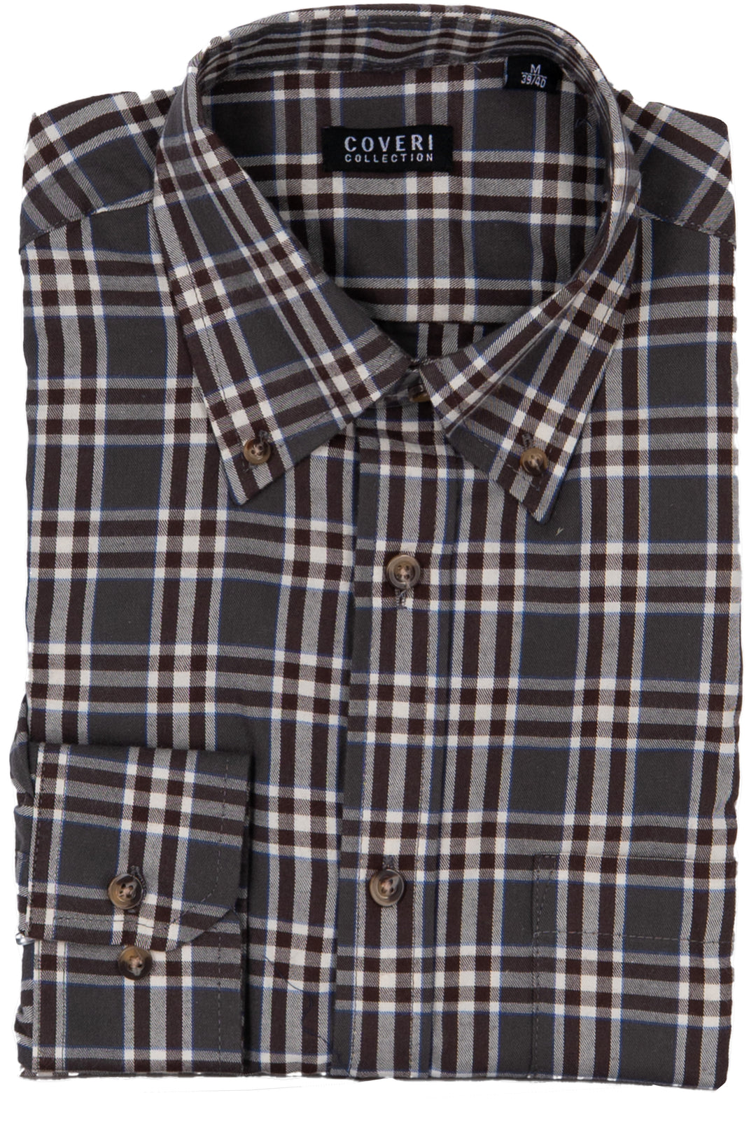 Camicia uomo manica lunga in flanella rasata a quadri con vestibilità regular e collo button down