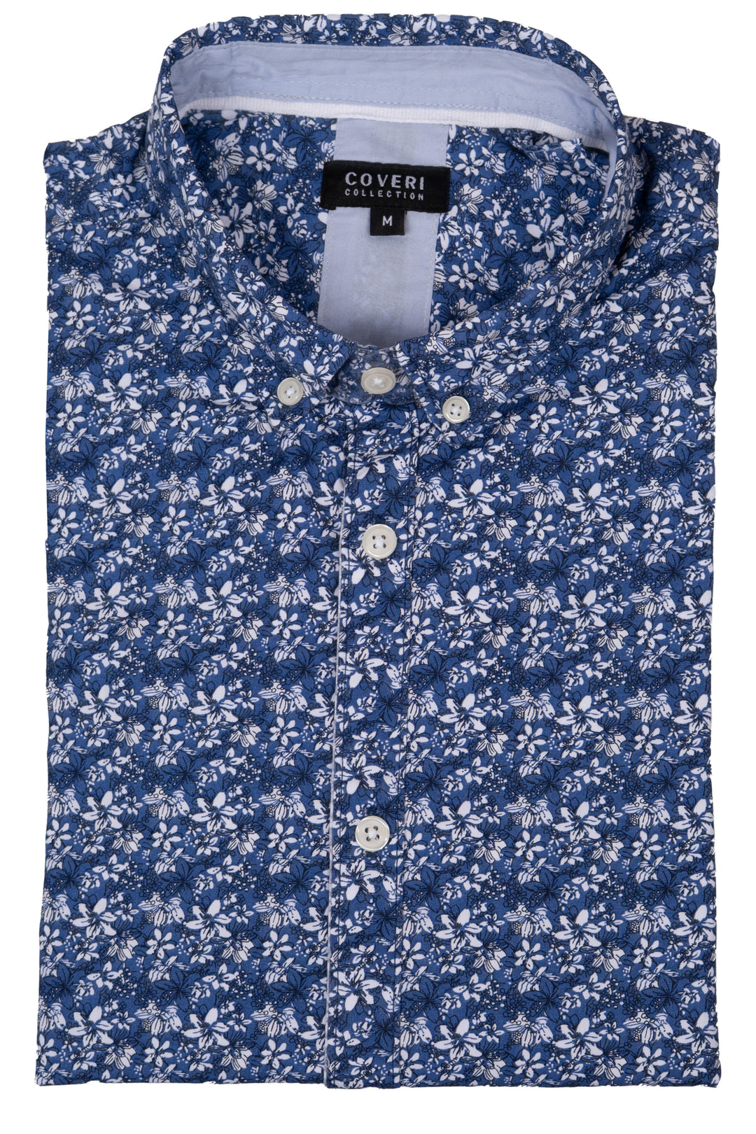 Camicia manica corta button down in cotone microfantasia