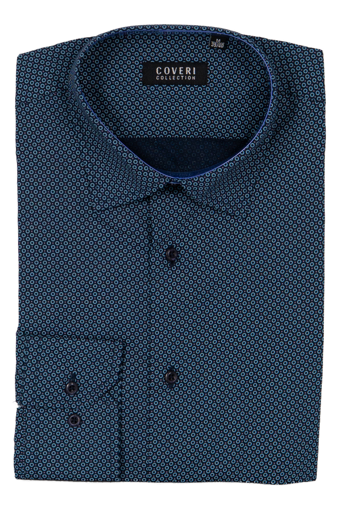 Camicia in puro cotone microfantasia con vestibilità slim fit e collo classico