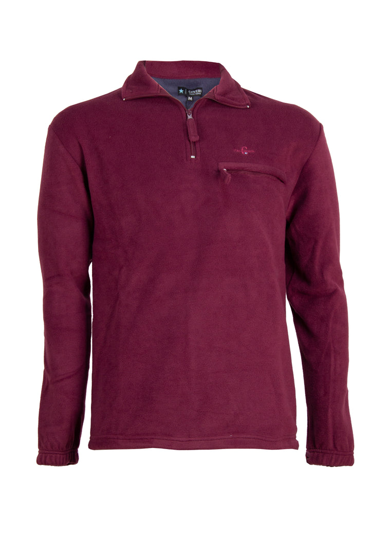 Felpa in pile mezza zip con taschino sul petto