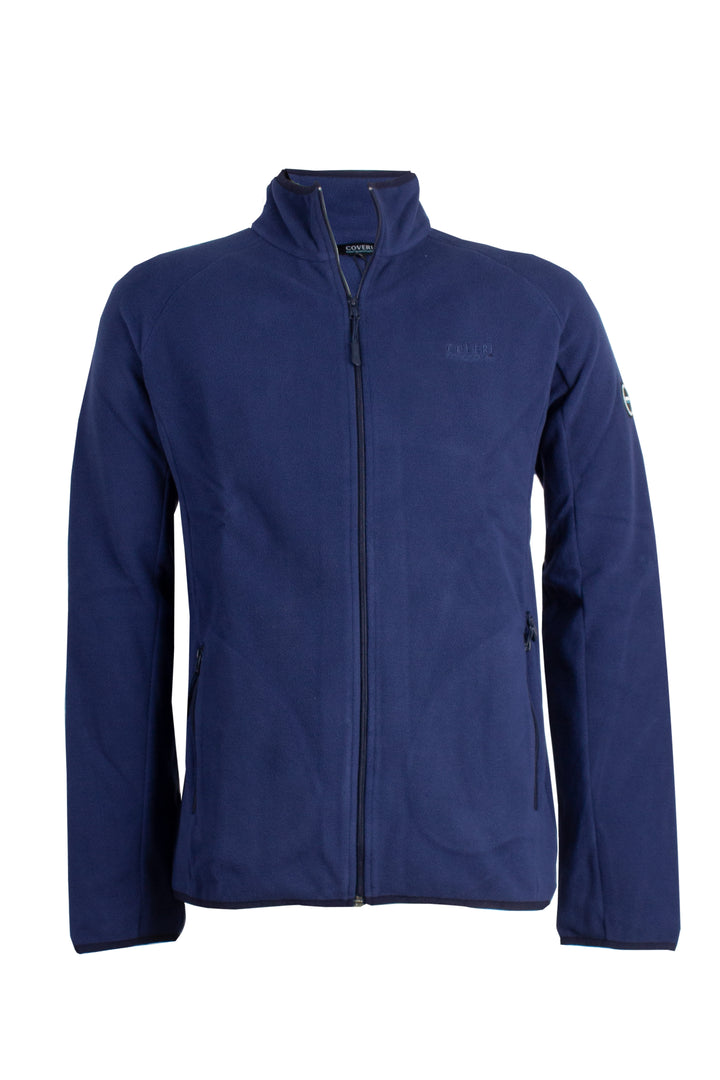 Felpa in pile con zip intera e tasche laterali e logo ricamato ton sur ton