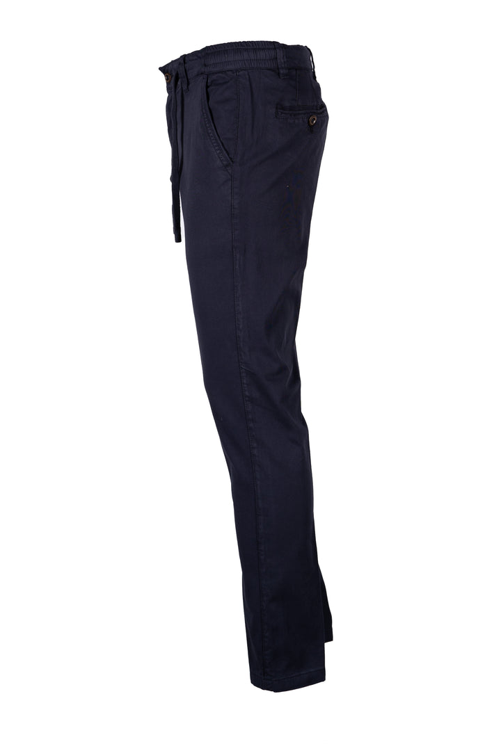 Pantalone tasca america in cotone elasticizzato canneté con lacci