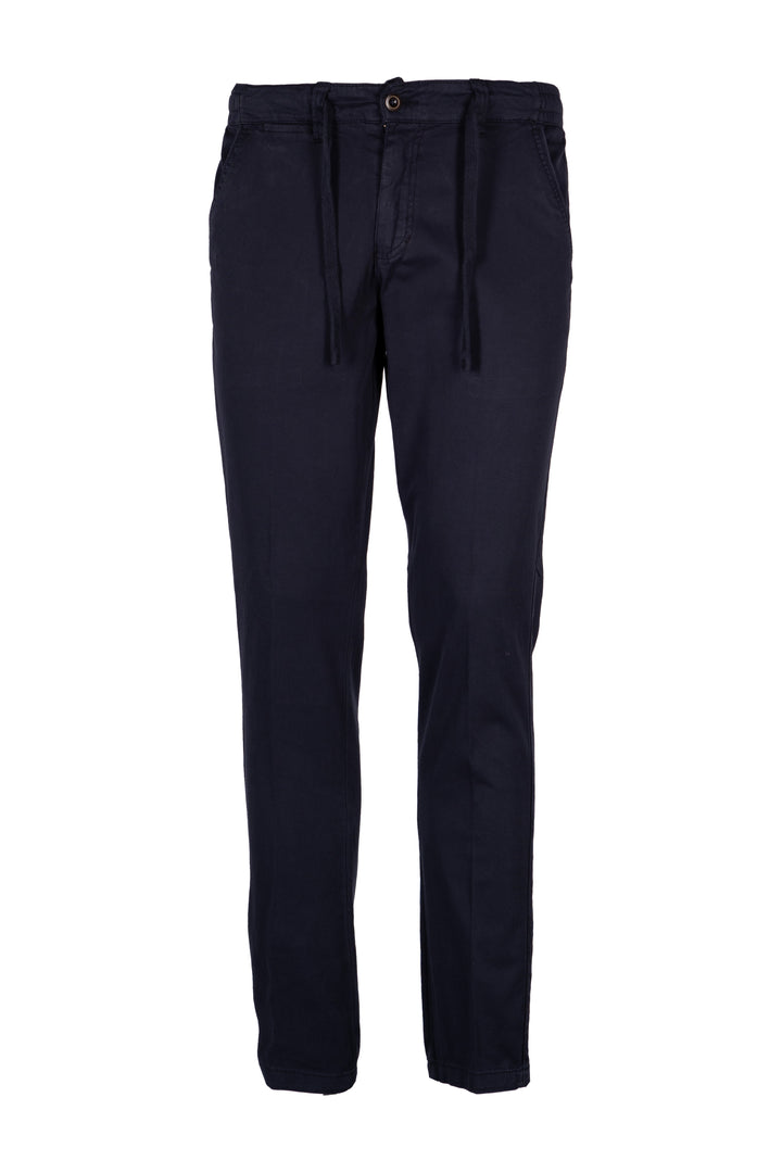 Pantalone tasca america in cotone elasticizzato canneté con lacci