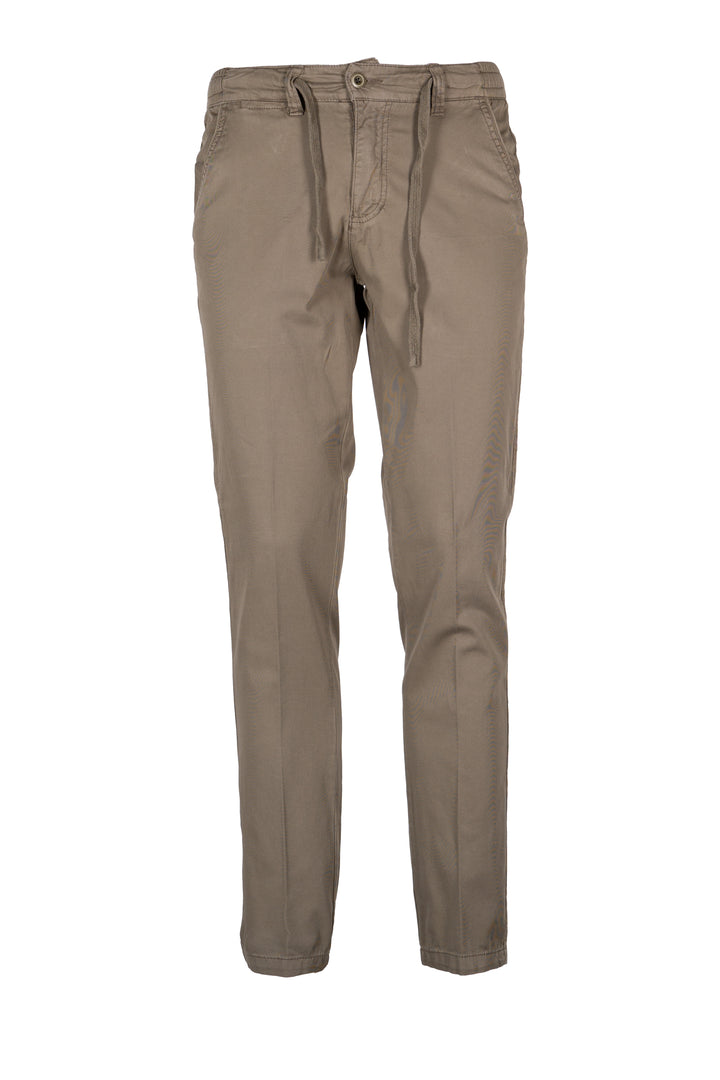 Pantalone tasca america in cotone elasticizzato canneté con lacci