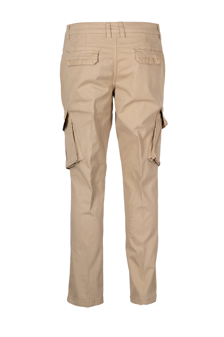 Pantalone tasca america modello cargo con lacci in twill elasticizzato