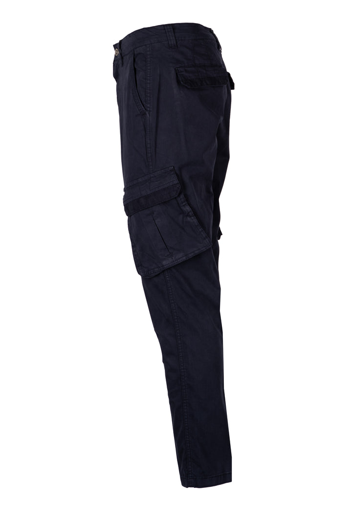 Pantalone tasca america modello cargo con lacci in twill elasticizzato