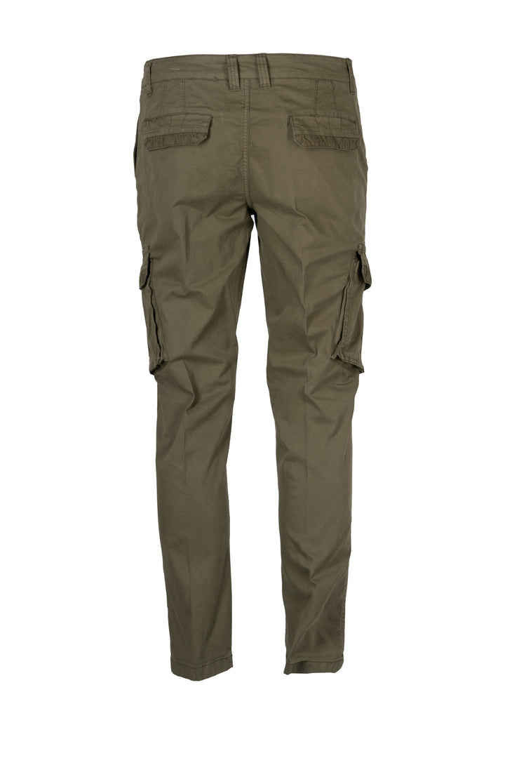 Pantalone tasca america modello cargo con lacci in twill elasticizzato
