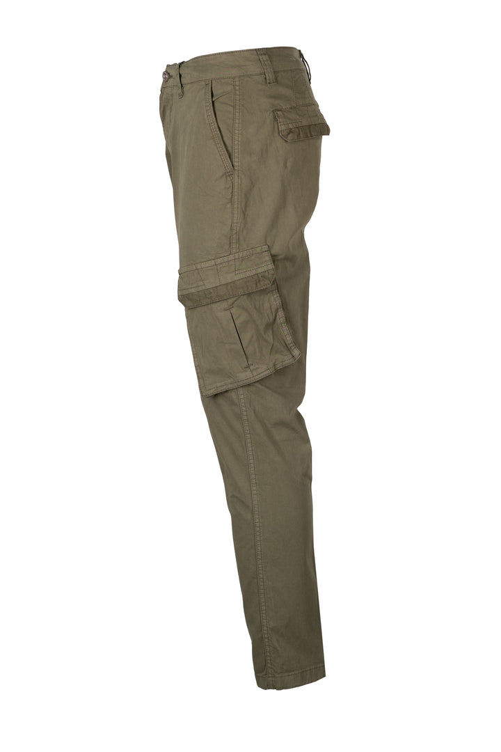 Pantalone tasca america modello cargo con lacci in twill elasticizzato