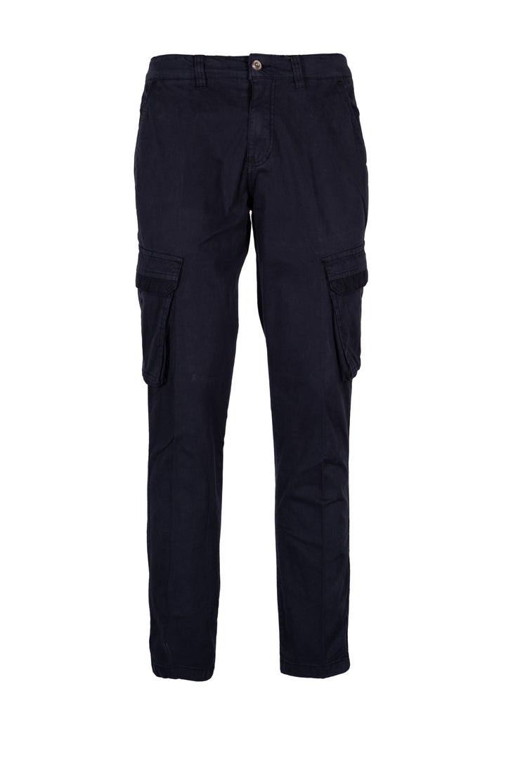 Pantalone tasca america modello cargo con lacci in twill elasticizzato