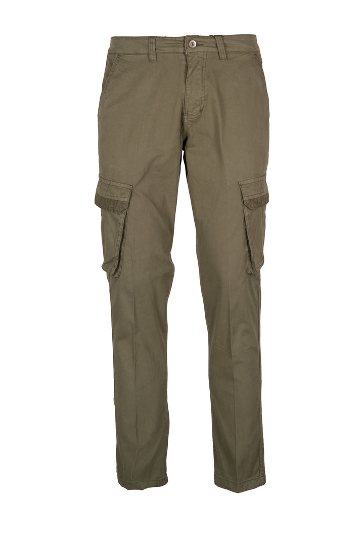Pantalone tasca america modello cargo con lacci in twill elasticizzato