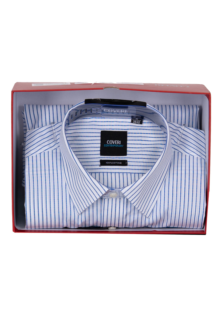 Camicia classica in puro cotone a righe con collo classico in scatola regalo