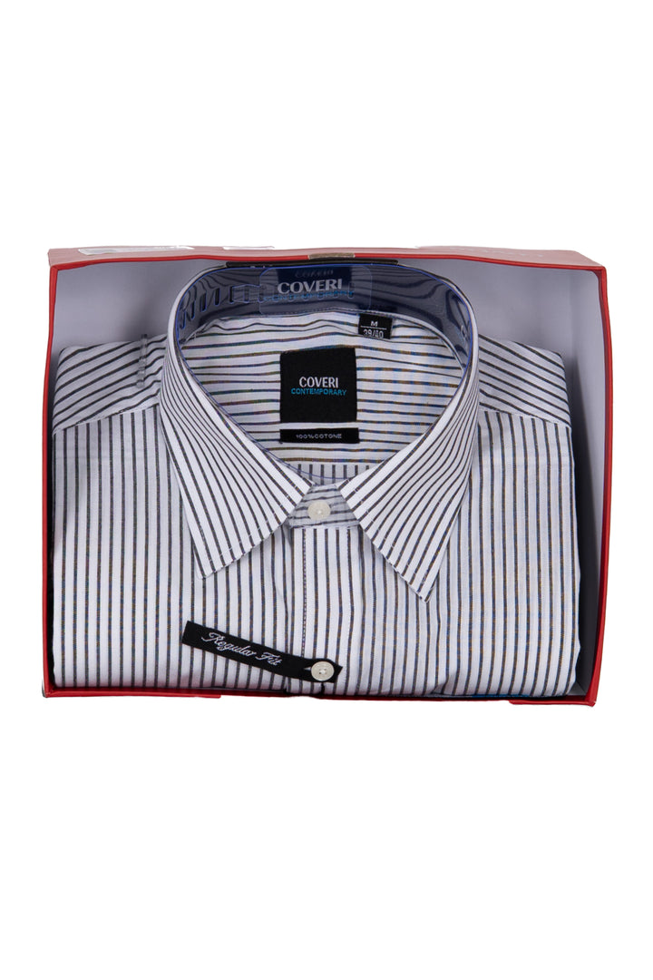 Camicia classica in puro cotone a righe con collo classico in scatola regalo