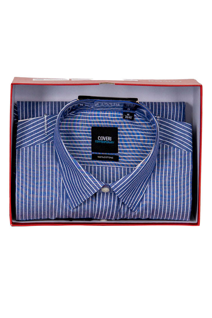 Camicia classica in puro cotone a righe con collo classico in scatola regalo