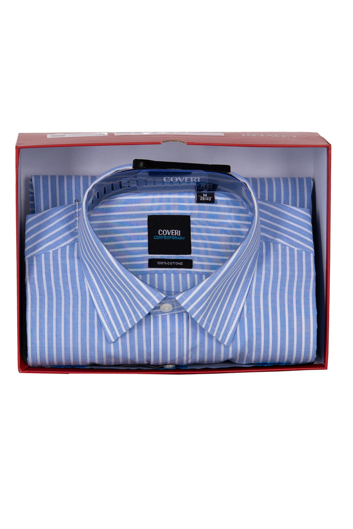 Camicia classica in puro cotone a righe con collo classico in scatola regalo