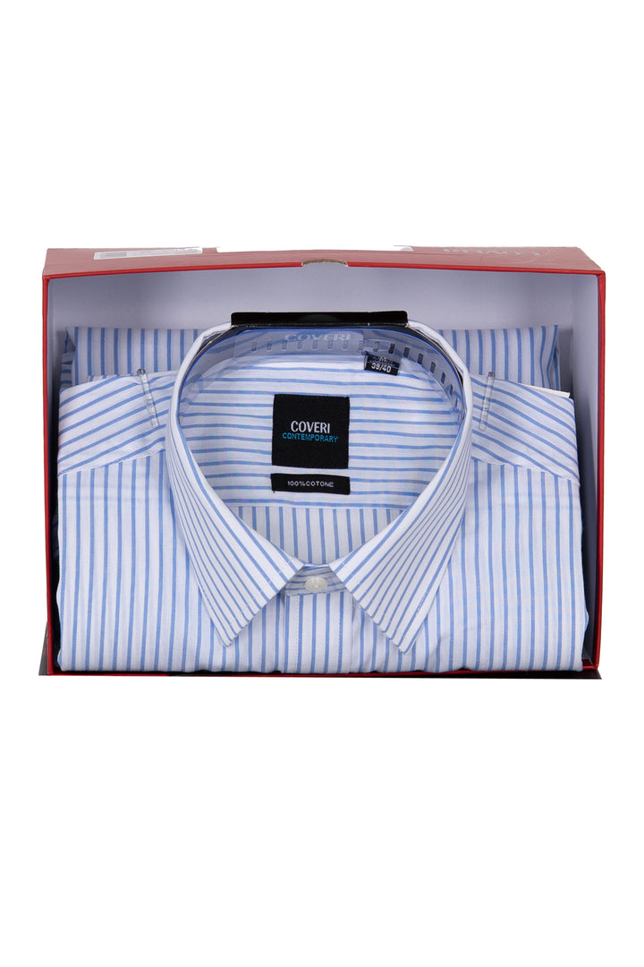 ìCamicia classica in puro cotone a righe con collo classico in scatola regalo