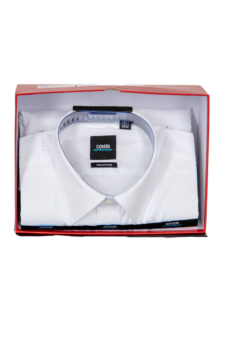 Camicia classica in puro cotone tinta unita con collo classico in scatola regalo