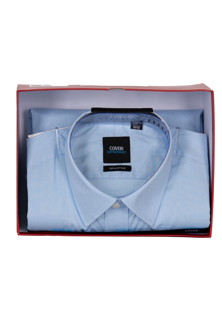 Camicia classica in puro cotone tinta unita con collo classico in scatola regalo