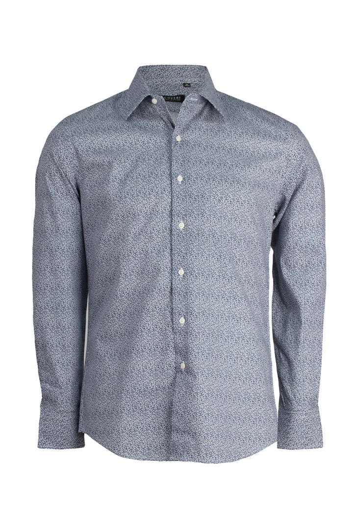 Camicia collo classico regular in cotone microfantasia