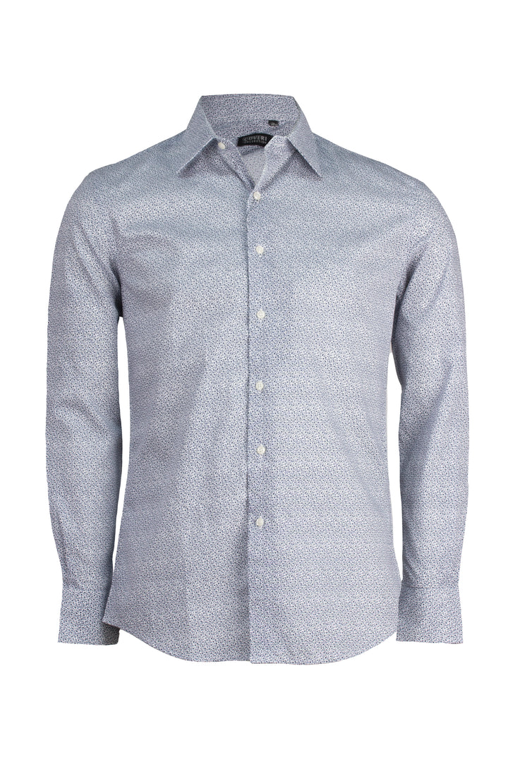 Camicia collo classico regular in cotone microfantasia