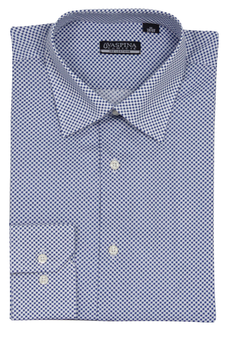 Camicia collo classico regular in cotone microfantasia