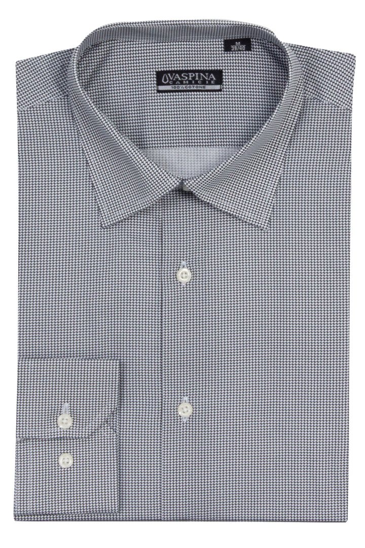 Camicia collo classico regular in cotone microfantasia
