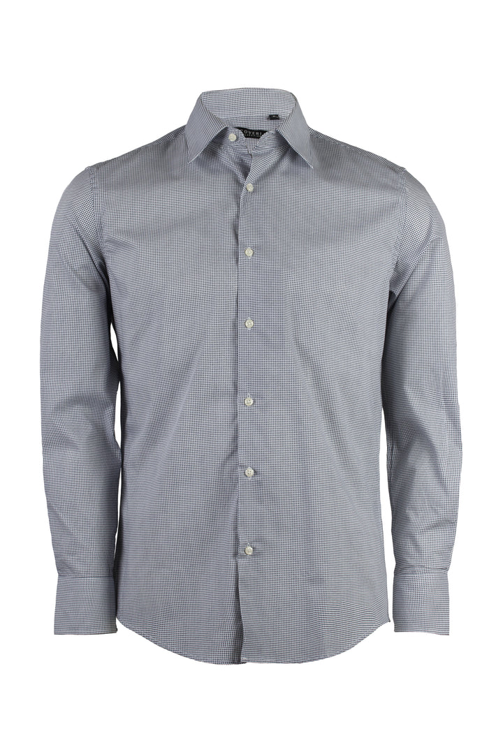 Camicia collo classico regular in cotone microfantasia