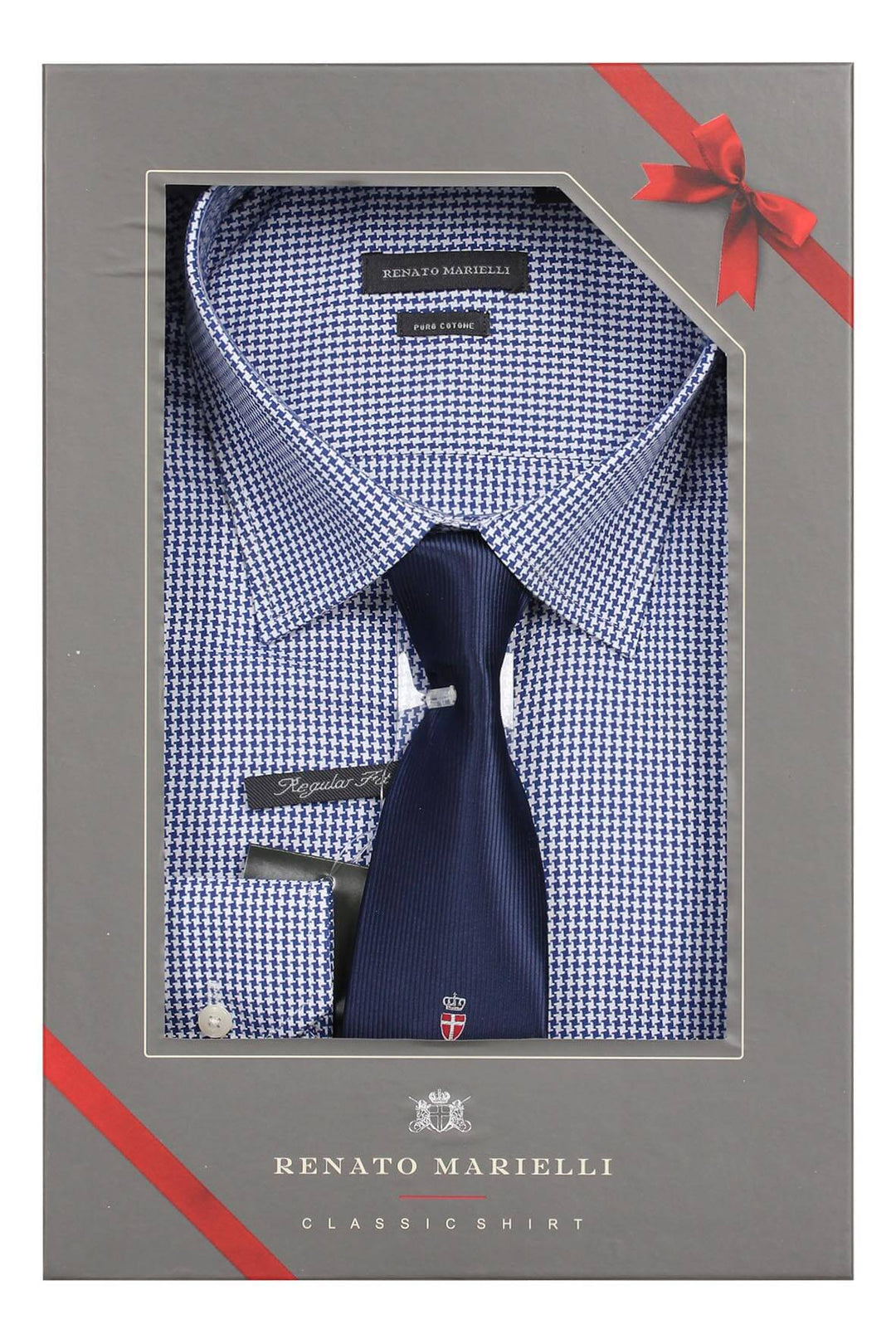 Camicia uomo pied de poule con cravatta