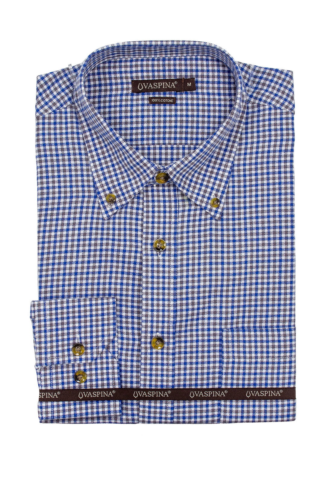 Camicia in flanella rasata a quadretti blu e grigio