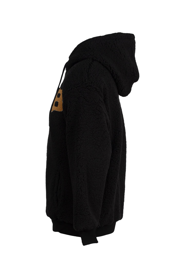 Felpa full zip con cappuccio e patch in rilievo sul cuore