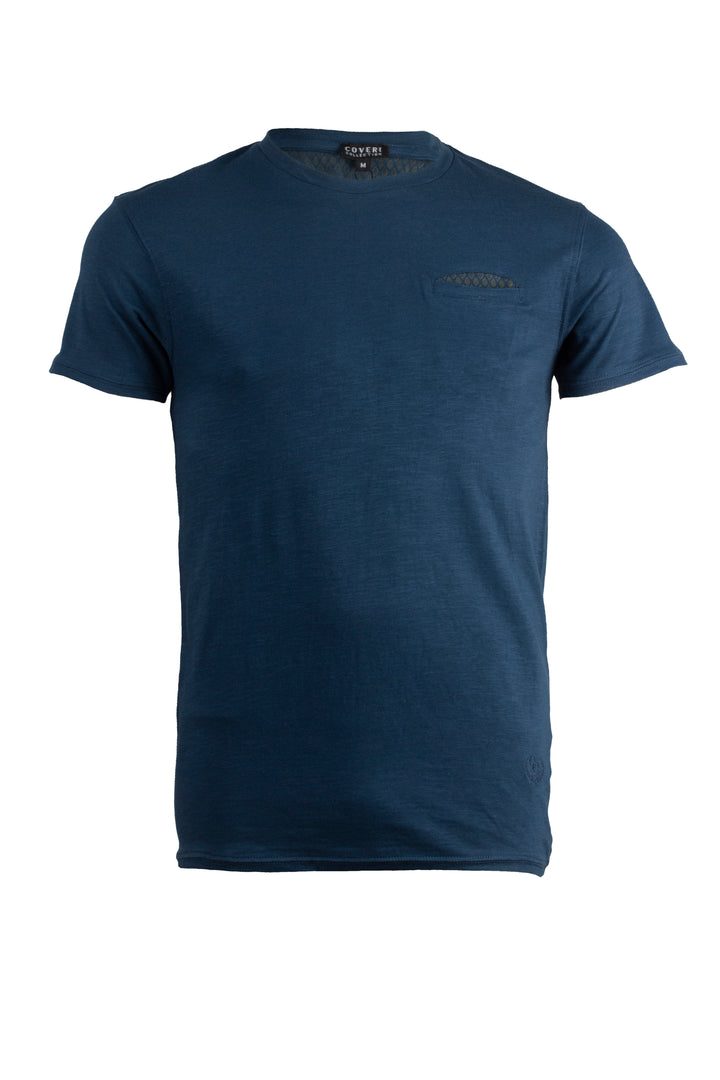 T-shirt uomo girocollo tinta unita con taschino a filo