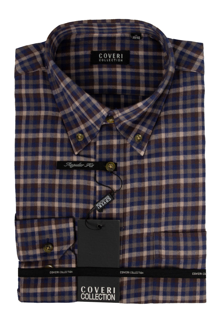 Camicia a quadri uomo button down in flanella