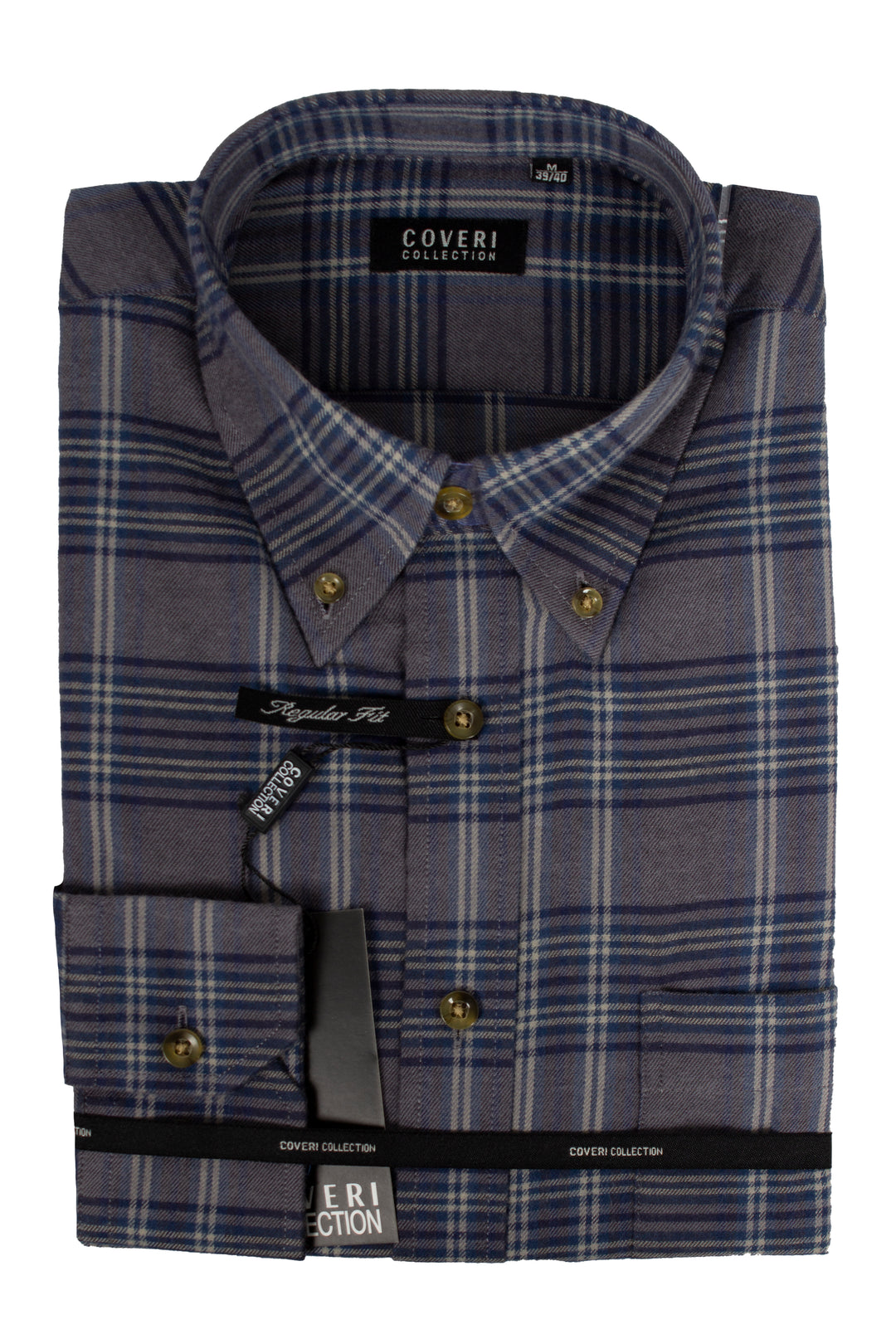 Camicia scozzese uomo button down in flanella rasata