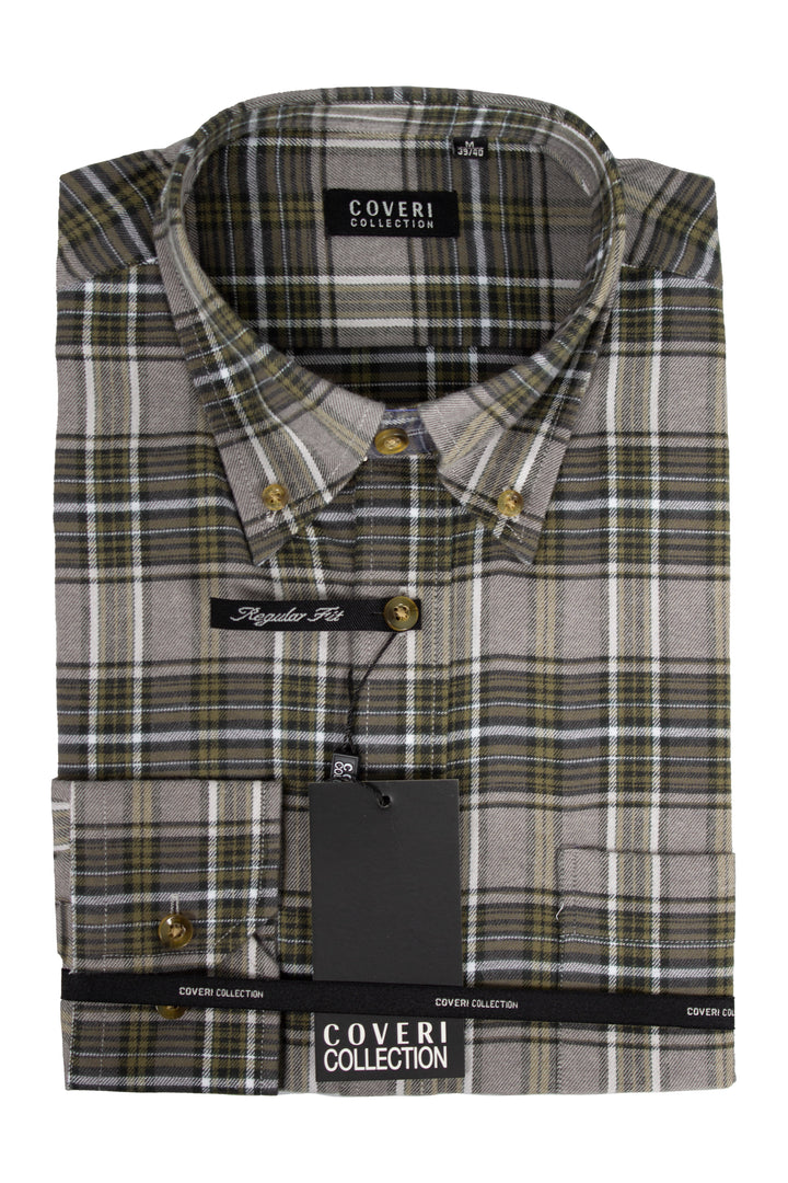 Camicia scozzese uomo button down in flanella rasata