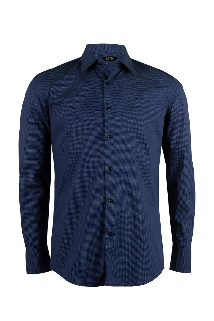 Camicia da uomo con micropois blu