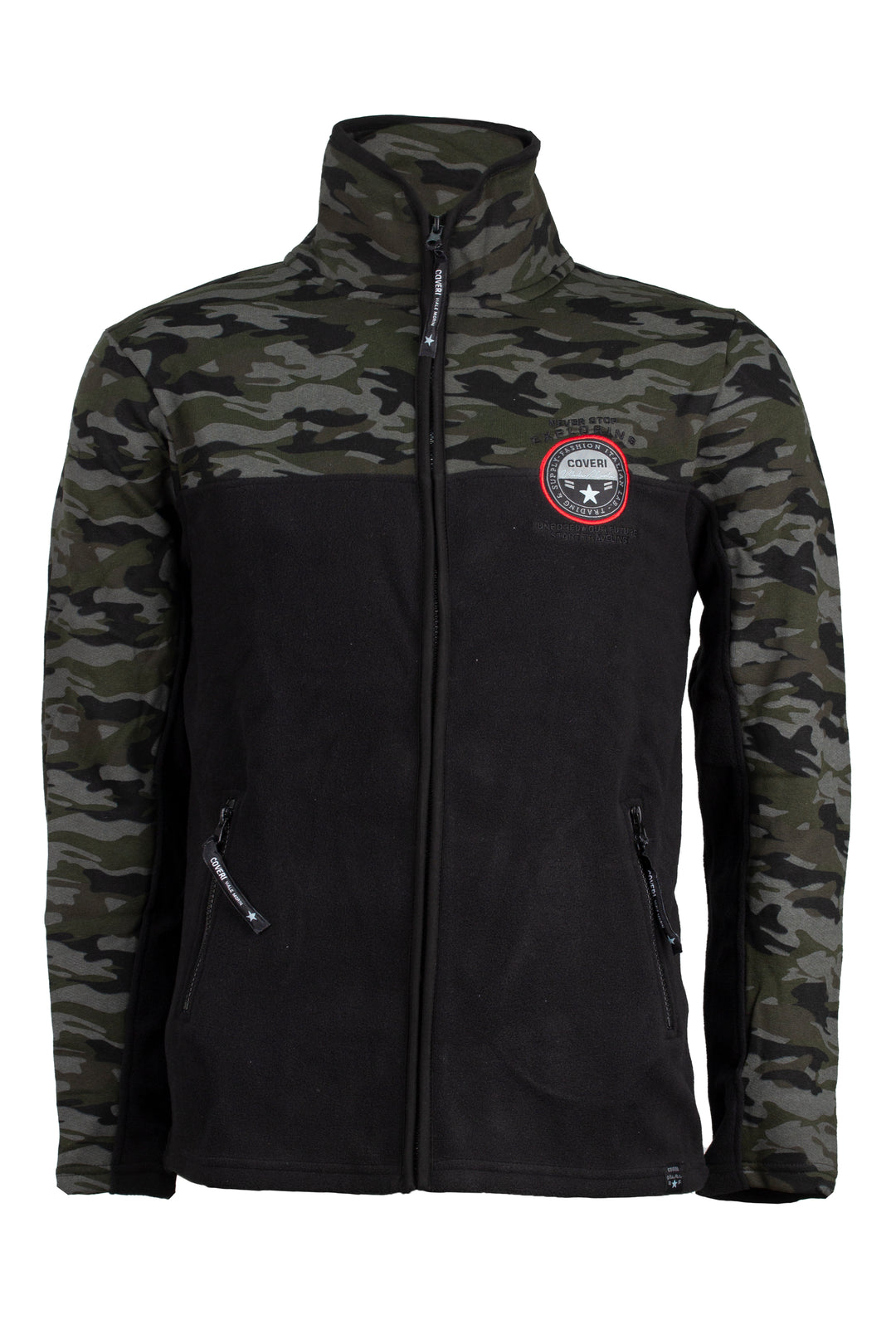 Felpa uomo in pile full zip camuflage