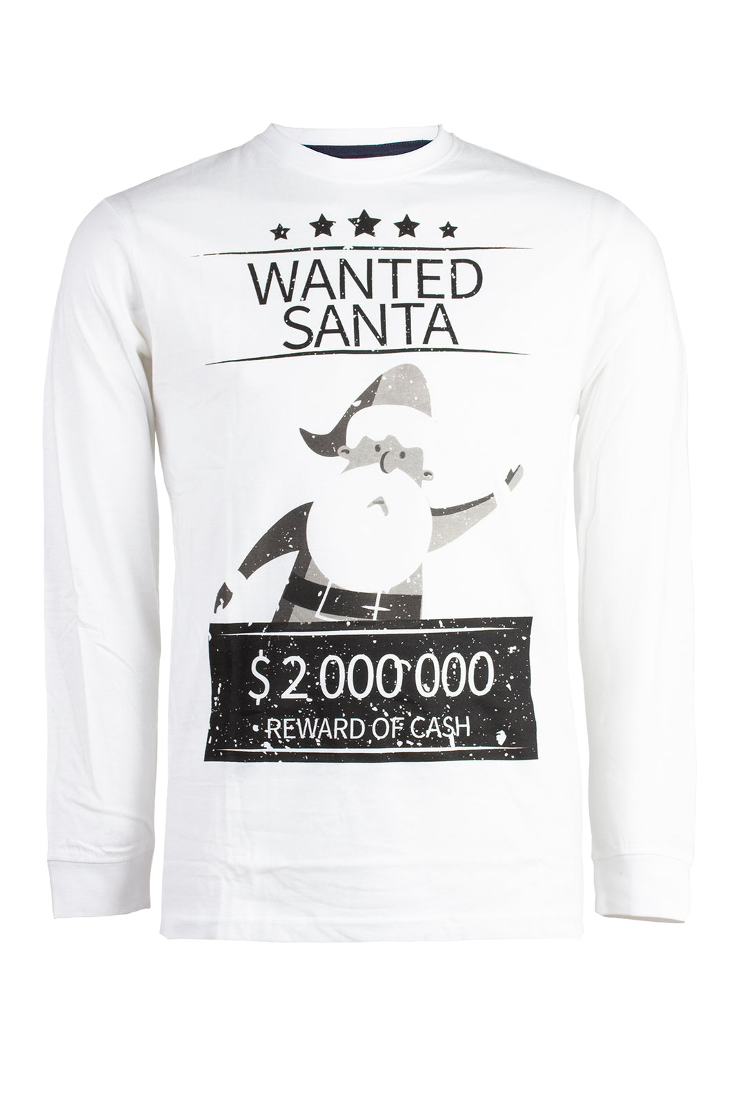 T-Shirt uomo con maxistampa Santa Claus a contrasto bianca